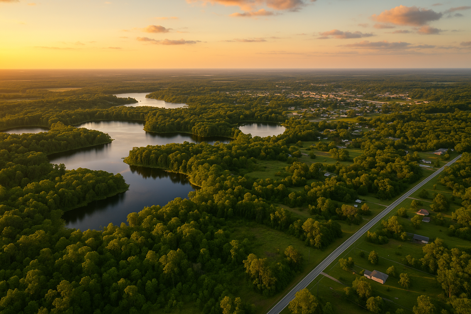 Aerial view of Putnam County Florida showing lush landscapes and development