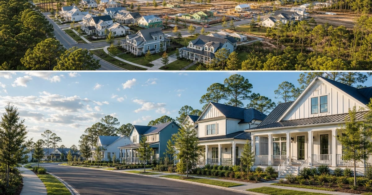 Fotografia editorial ilustrando: Bayside Park: 800 Casas Acessíveis Transformando Hancock County