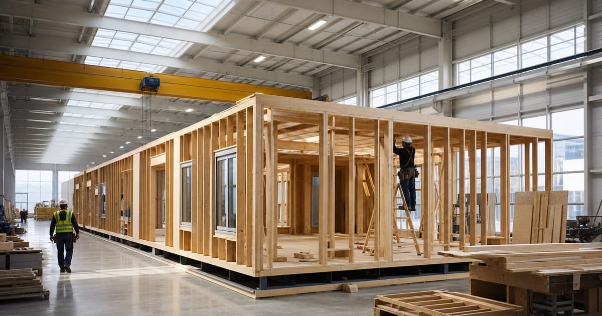 Fotografía editorial ilustrando: Por Qué las Casas Modulares Se Construyen 40% Más Rápido — Y Qué Significa para Tu ROI